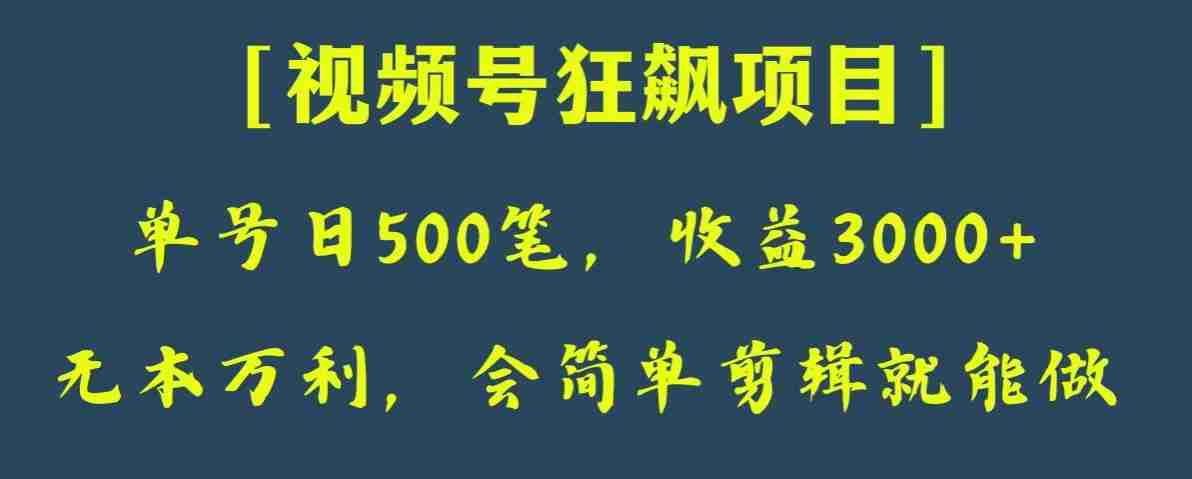 日收款500笔，纯利润3000+，视频号狂飙项目，会简单剪辑就能做【揭秘】-生财学社创业网